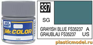 Gunze Sangyo C337, 337 Grayish Blue FS35237 semigloss, Mr. Color solvent-based paint 10 ml. (FS35237 Серовато-Голубой полуматовый, краска акриловая на растворителе 10 мл)